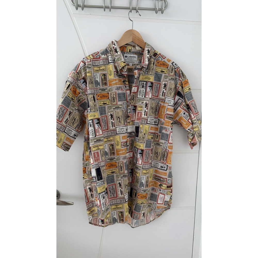 Columbia CL Mens Bonehead Fishing Lure Graphic Shirt Short Sleeve Cotton M
